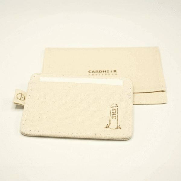 CARDHEIR Amsterdammertje Edition – handmade cardholder with engraved Amsterdam 3X bollard and canvas pouch
