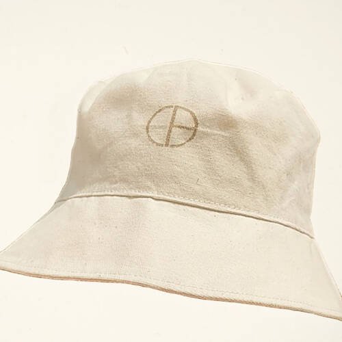 CARDHEIR natural cotton bucket hat with windmill and logo – cultural minimalist headwear
