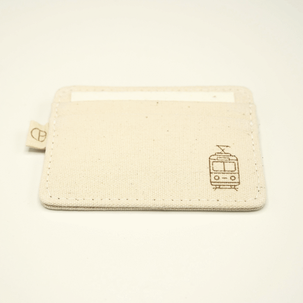 CARDHEIR Tram Edition – front view of handmade Amsterdam cardholder with tram icon engraving