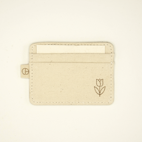 Handmade cardholder – Tulpenmanie Edition by CARDHEIR – front view with engraved Dutch tulip icon