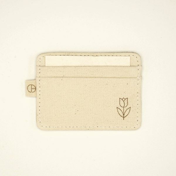 Handmade cardholder – Tulpenmanie Edition by CARDHEIR – front view with engraved Dutch tulip icon