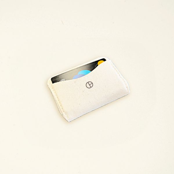 CARDHEIR – Monogram Edition handmade cardholder – angle front view with circle logo