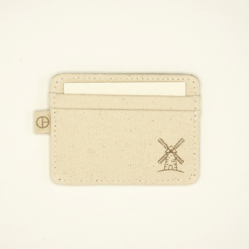 Handmade cardholder – Windmill Edition by CARDHEIR – front view with engraved Dutch windmill icon
