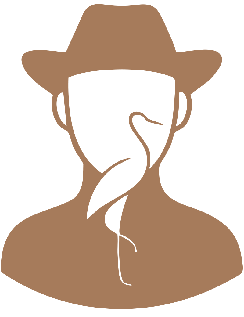 Minimalist silhouette icon of Reza Kalani wearing a hat and scarf – symbolic founder icon of the Kalani® brand.